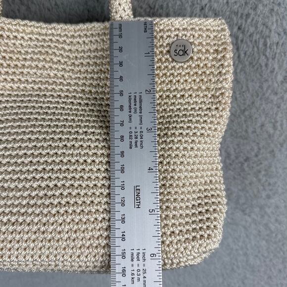 The Sak Women's Woven Handbag Mini Bag Ecru White Versatile Satin Lined Boho - Picture 4 of 8